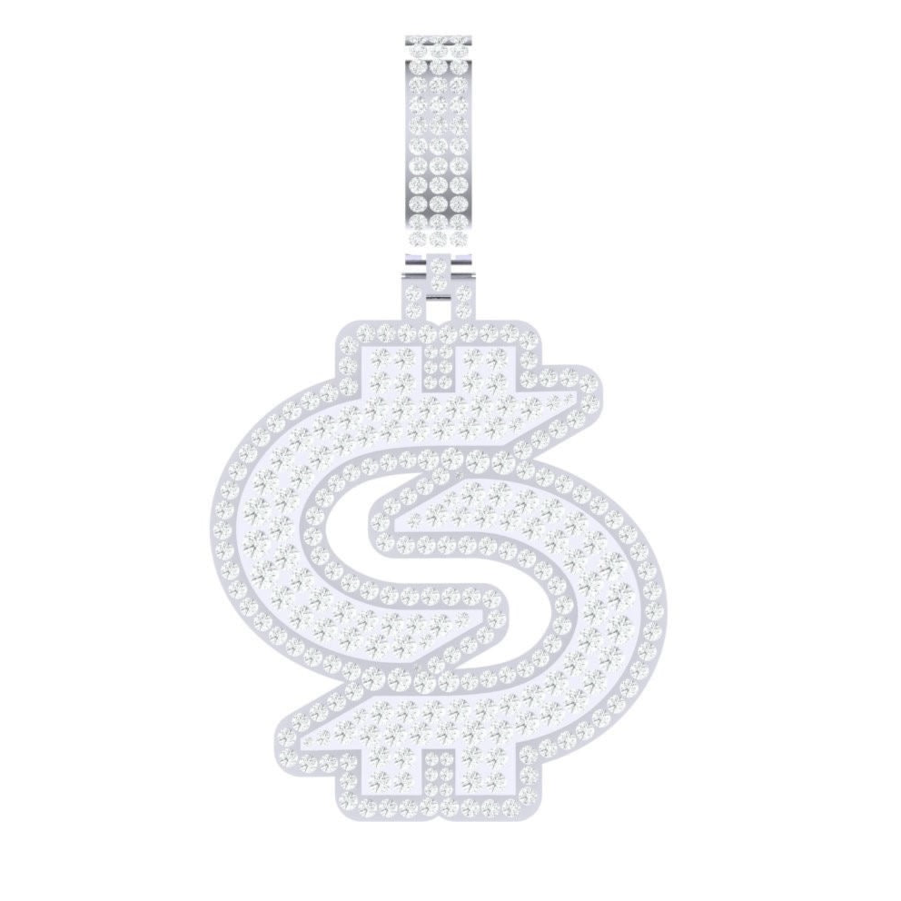 Iced Out VVS Moissanite xCA$Hx Logo Pendant - White